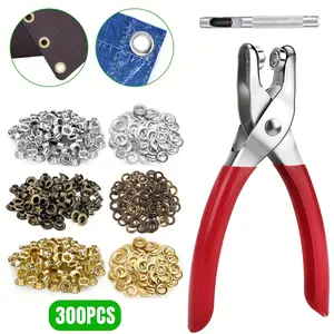 Jewelry Making Tools Handle Pliers, Metal Eyelets Tool Kit, 300pcs Grommets & Washers, DIY Tarp Hole Puncher for Crafts