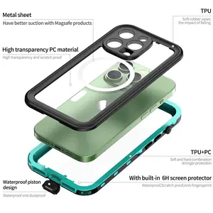 Shellbox-Waterproof and Dustproof Case for iPhone Magnetic Charging Diving Underwater 360 Full Cover IP68 16 15 14 13ProMax Plus