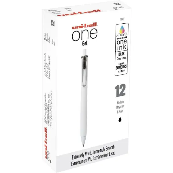 Uni-Ball 0.7 mm One Gel Pen, Black - Pack of 12