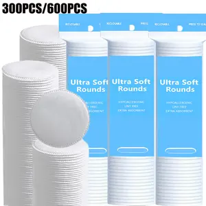 300/600PCS Disposable High Quality Round Pads, Cleansing Pad, Makeup Remover Pads.Soft And Gentle On All Skin Types.Facial Make-up, Cleansing And Care Tools.Portable - 100 Tablets Per Pack 2.36*2.36inch