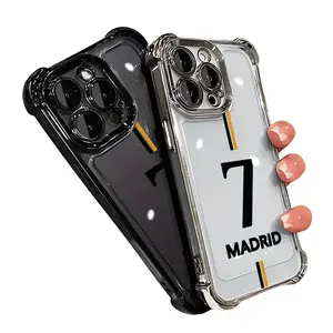 TUP Silicon Shockproof Cellphone Case - Customized Madrid No.7 Jersey Print Cover, Protective Casing with Protection for iPhone 11,12,13,13P,14,14+,15,15+,15P,16e,16P,16 Pro Max Mobile Phone Accessories