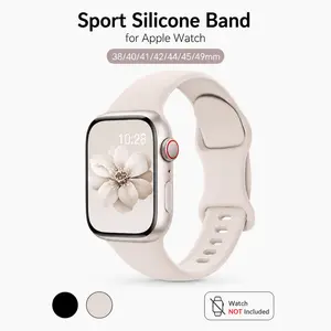 Silicone Sport Band Compatible with Apple Watch 38mm/40mm/41mm/42mm/44mm/45mm/49mm, Soft Waterproof Replacement Strap for iWatch Series 1–9, SE & Ultra, Unisex Men Women