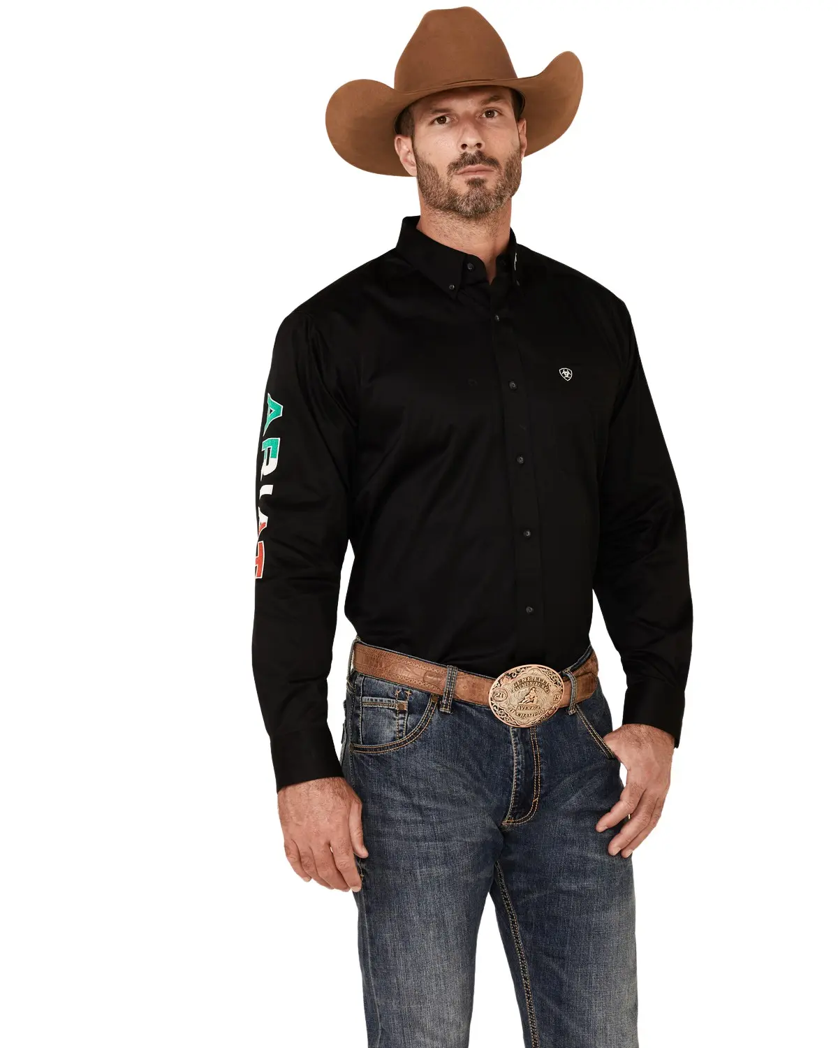 Ariat Men's Men'S Solid Team Mexico Logo Long Sleeve Button-Down Western - 10038500 Ariat Men's Men'S Solid Team Mexico Logo Long Sleeve Button-Down Western - 10038500
