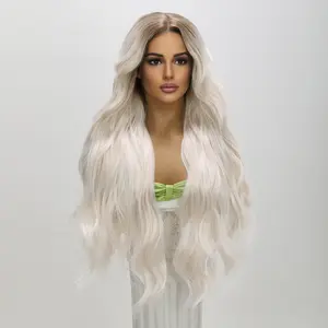 SMILCO/Platinum Ombre  hair  | Body Wave  | 30 inch  | Daily Style For Women Hair |T part Synthetic Lace Front Wigs [SM9042]