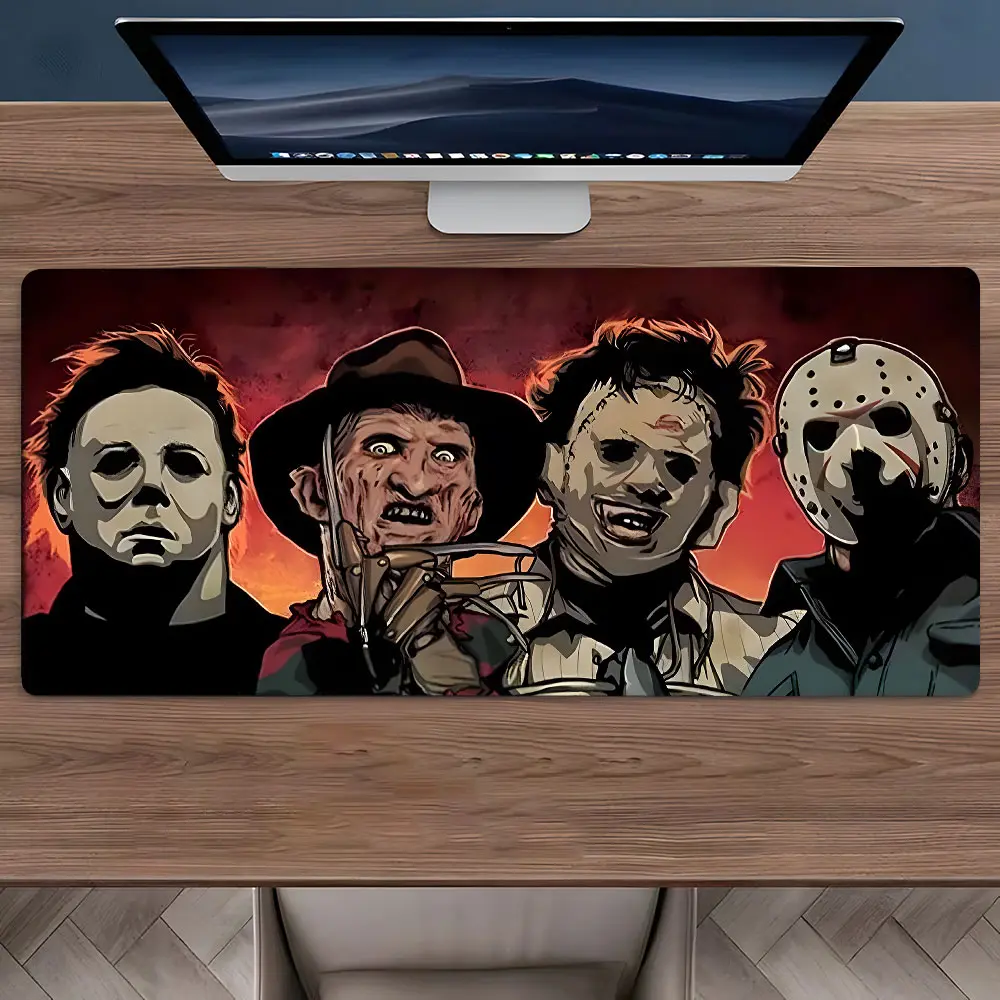 Happy Halloween Scary Horror Character Gaming Mouse Pad,Aesthetic Desktop Drotection Pad,Washable Rubber Pad Non-Slip Lock Edge Multi-Size Mouse Pad Suitable For Home Office,Computer Desk Accessories, Desktop Accessory,Good Gift for Family and Friends