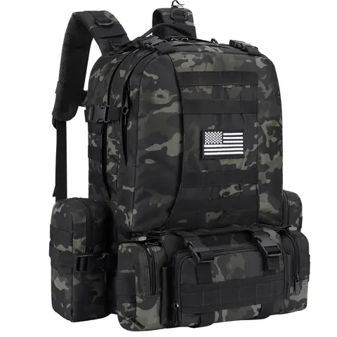 【Holiday Haul Deal】Tactical Backpack Rucksack 60L Large Dayly Pack Detachable Molle Bag High-Density 600D Polyester Water-Resistant Heavy-Duty Durability