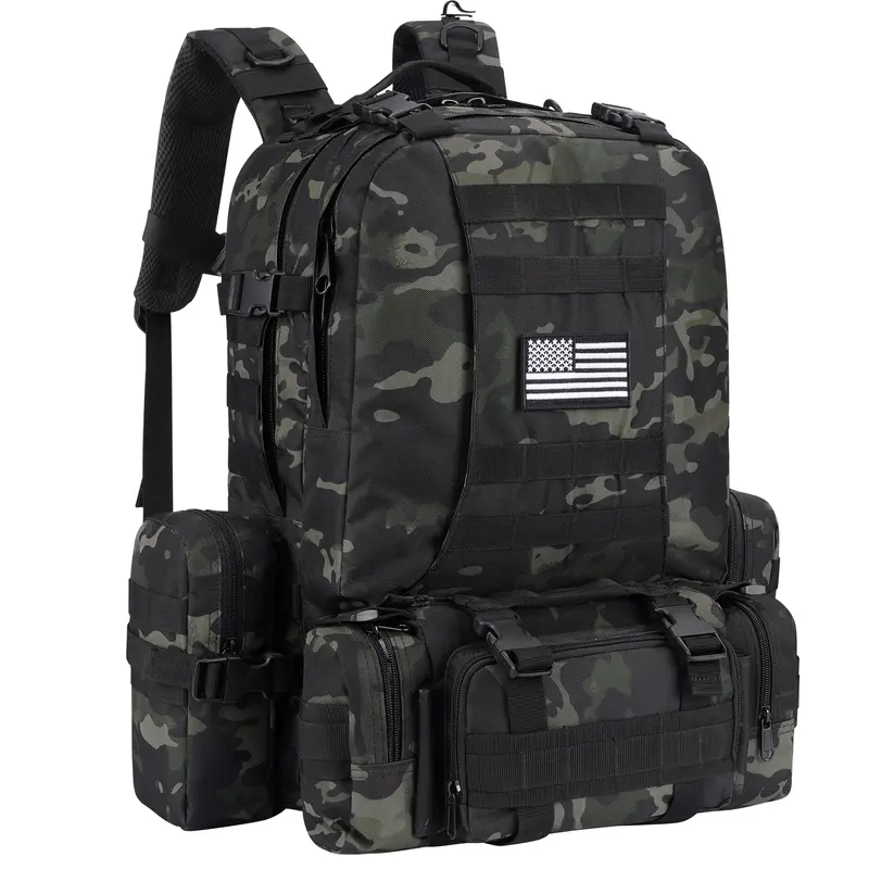 【Holiday Haul Deal】Tactical Backpack Rucksack 60L Large Dayly Pack Detachable Molle Bag High-Density 600D Polyester Water-Resistant Heavy-Duty Durability