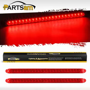 Partsam 2PC Red 17" 23 LED Light Bar Stop Turn Tail Third 3rd Brake Light Trailer Center Light Bar Car Truck Cargo Trailer Toy Hauler Trailer Tail Light Bar Surface Mount Waterproof