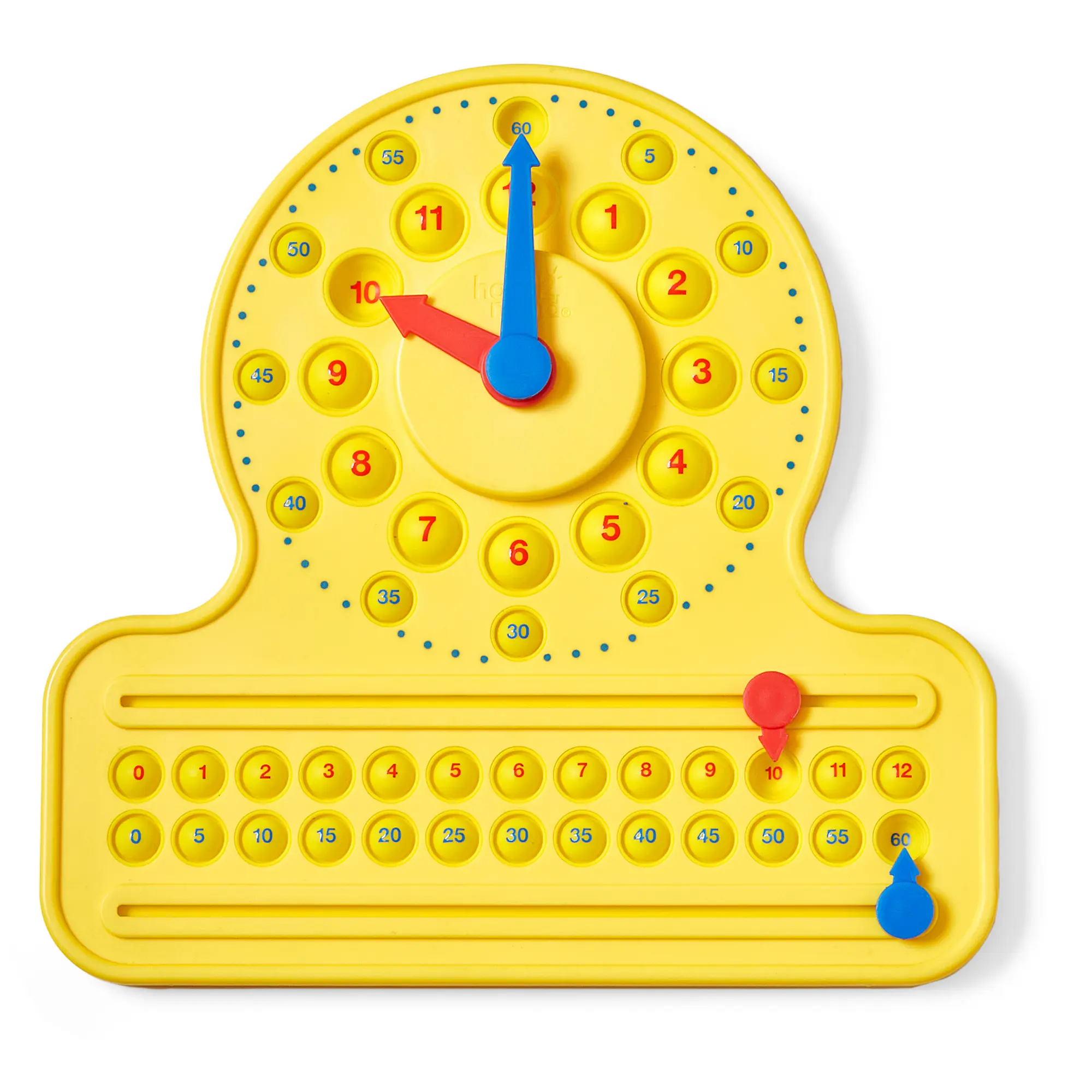 hand2mind NumberLine Clock Sensory Bubble Popper, Push Pop Fidget Toys, Learn to Tell Time, Telling Time Teaching Clock for Kids, Fidgets for Classroom, Math Toys, Kindergarten Learning Activities