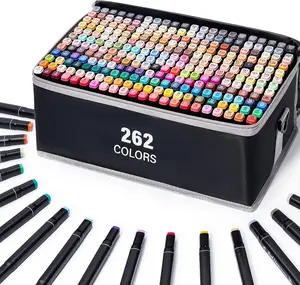 Ultimate Art Kit 262-Color Dual-Tip Alcohol Marker Set for Artists - Ideal for Drawing, Sketching, Coloring & Highlighting - Vibrant Non-Toxic Pens in Organized Black Case - Perfect for Adults & Creative Projects