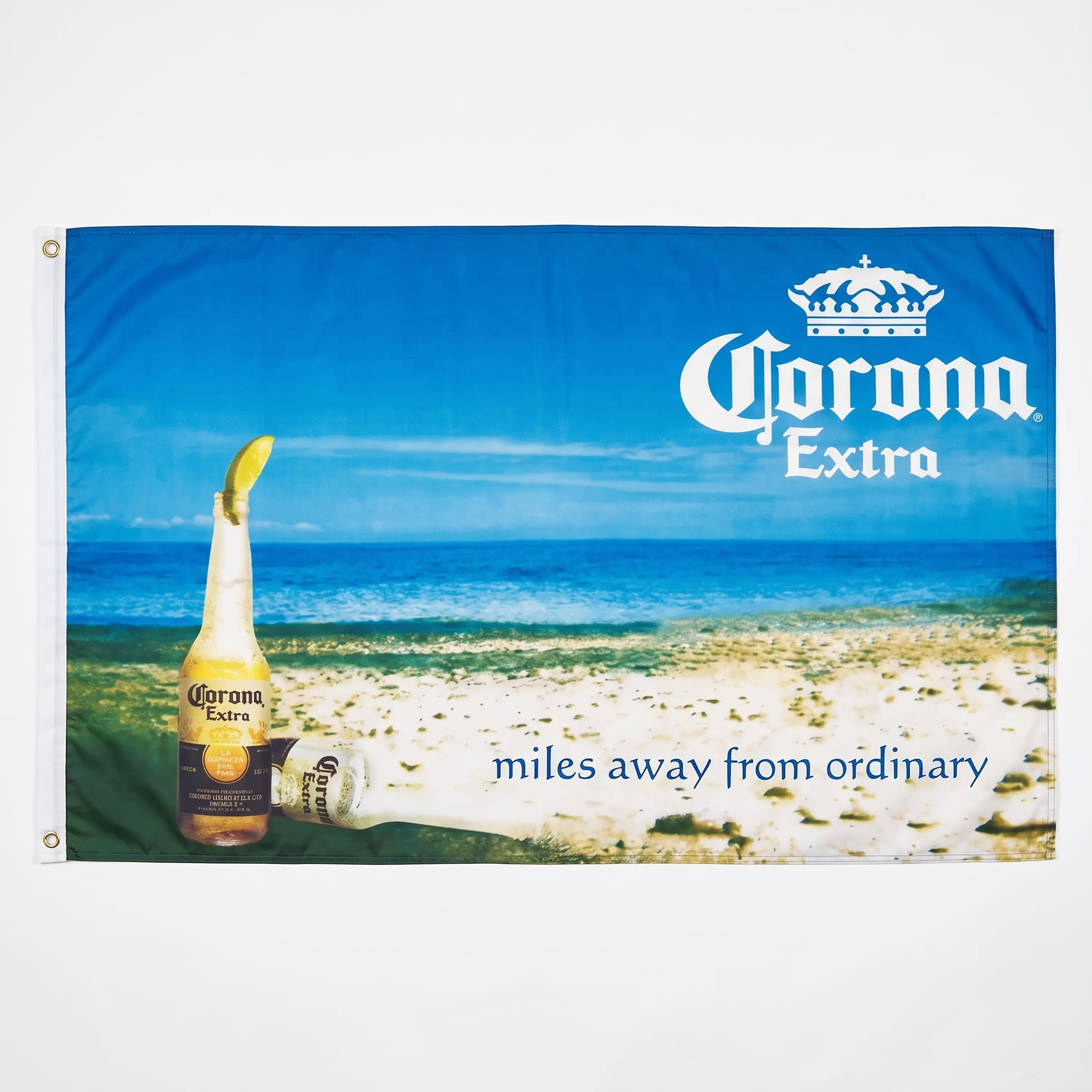 Corona Extra Custom Printed Beer Flag - Beach Banner, College Dorm Frat Wall Decor, Man Cave Home Bar Gift Sign, Custom Printed Flags