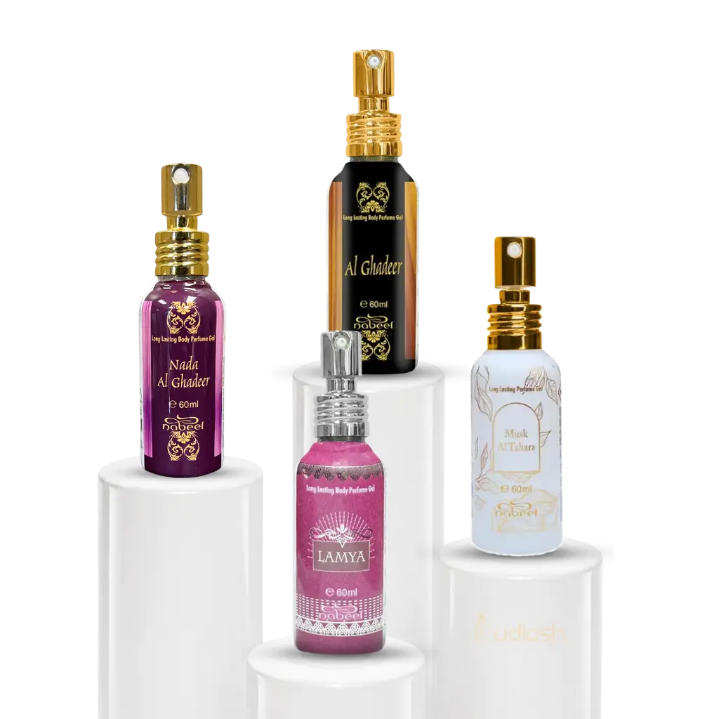 Nabeel Multi-Pack Unisex Aromatic EDP Body Perfume Gels - Al Ghadeer, Lamya, Nada Al Ghadeer, MAT - 60 ML with Lemon, Rose & Vanilla Notes