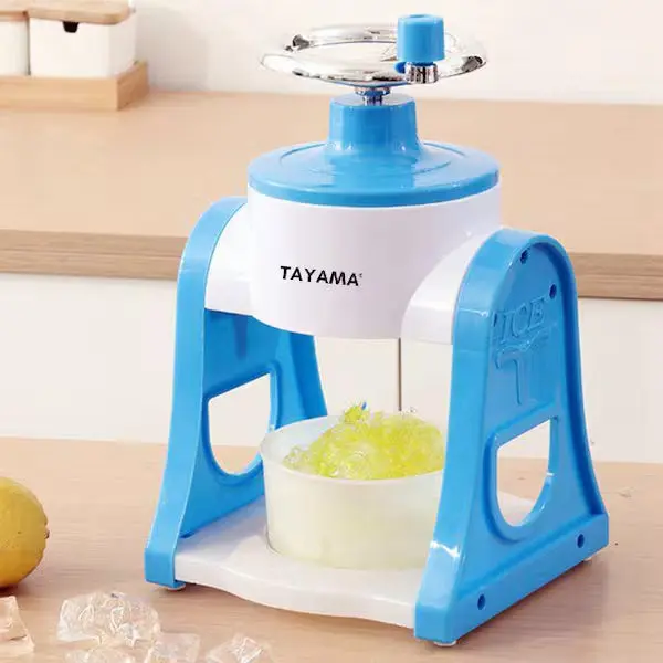 Tayama Manual Hand Crank Shaved Ice Snow Cone Maker - Compact 12-in Kitchen Appliance, Lightweight 1lb Portable Unit for Family Fun, Campfire/BBQ Parties, Includes Molds & Ice Containers