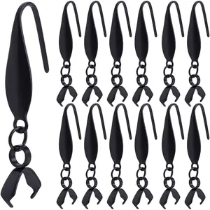 30pcs Stainless Steel Pendant Clasp Earring Hooks Hypoallergenic Ear Wire Buckle Earring Fish Hooks for Women DIY Dangle Earrings Design Jewelry Making, Black, 31 mm x 10.5 mm