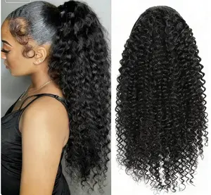 Binf Ponytail Human Hair Afro Curly Ponytail Quick Weave Hair Extensions Drawstring Ponytail Clip In Hair Extensions Remy Human Hair Curly Hair 8-26inches