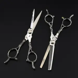 High-End 6.0 Inch Yaguchi Handle Hair Cutting Scissors, Stainless Steel, Ergonomic Design, Right Hand, Unisex Home Use