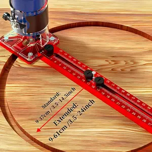 4-In-1 Aluminum Alloy Router Jig Set with Automatic Center Punch, Multi-Functional Portable Woodworking Tool for Cabinet Hardware and Circular Cutting