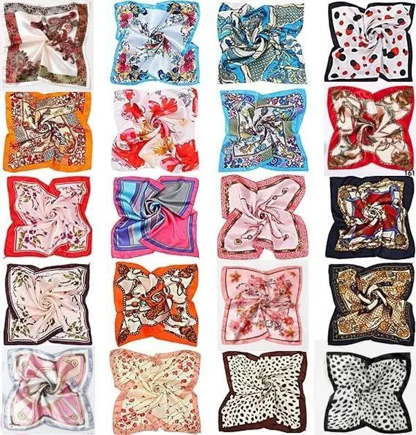 20 PCS Mixed Set Scarf 20 inch x 20 inch,Fashion Square Satin Neck Scarf Head scarf for Women Hair Scarf Bundle