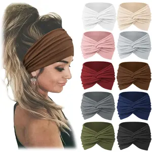10 PCS Women Headbands African Wide Hair Wrap Extra Turban Head Bands for Lady Large Sport Workout Stretch Non-slip Big Hair Bands