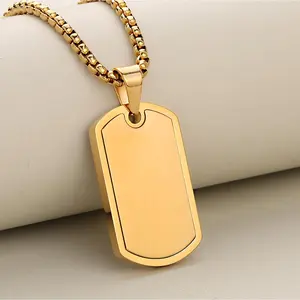 Luxury Streetwear High-Polish Stainless Steel Dog Tag Pendant for Men Niche Design
