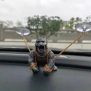 Creative Resin Gorilla Car Decoration, Powerful Roaring Ape Figurine, Statue, Desktop Ornament, Unique Gift Idea, Home Office Decor
