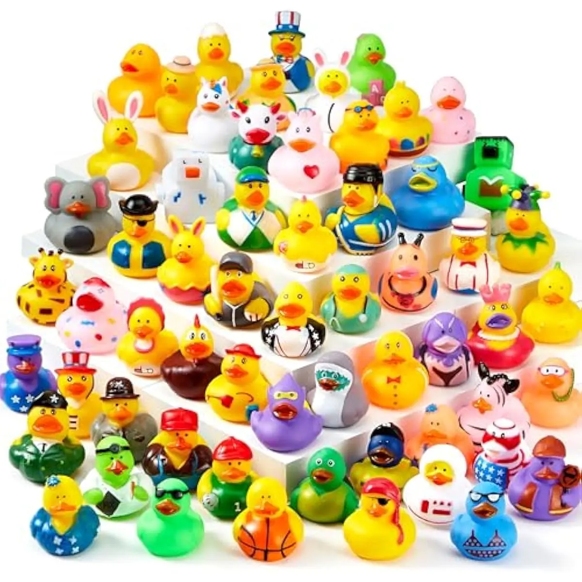 15 Pcs Rubber Ducks, Random Assortment Ducks Bulk with Mesh Carry Bag, Mini Rubber Duckies for Baby Bath Toys, Kids Toddler Summer Pool Toys Birthday Gifts Party Favors
