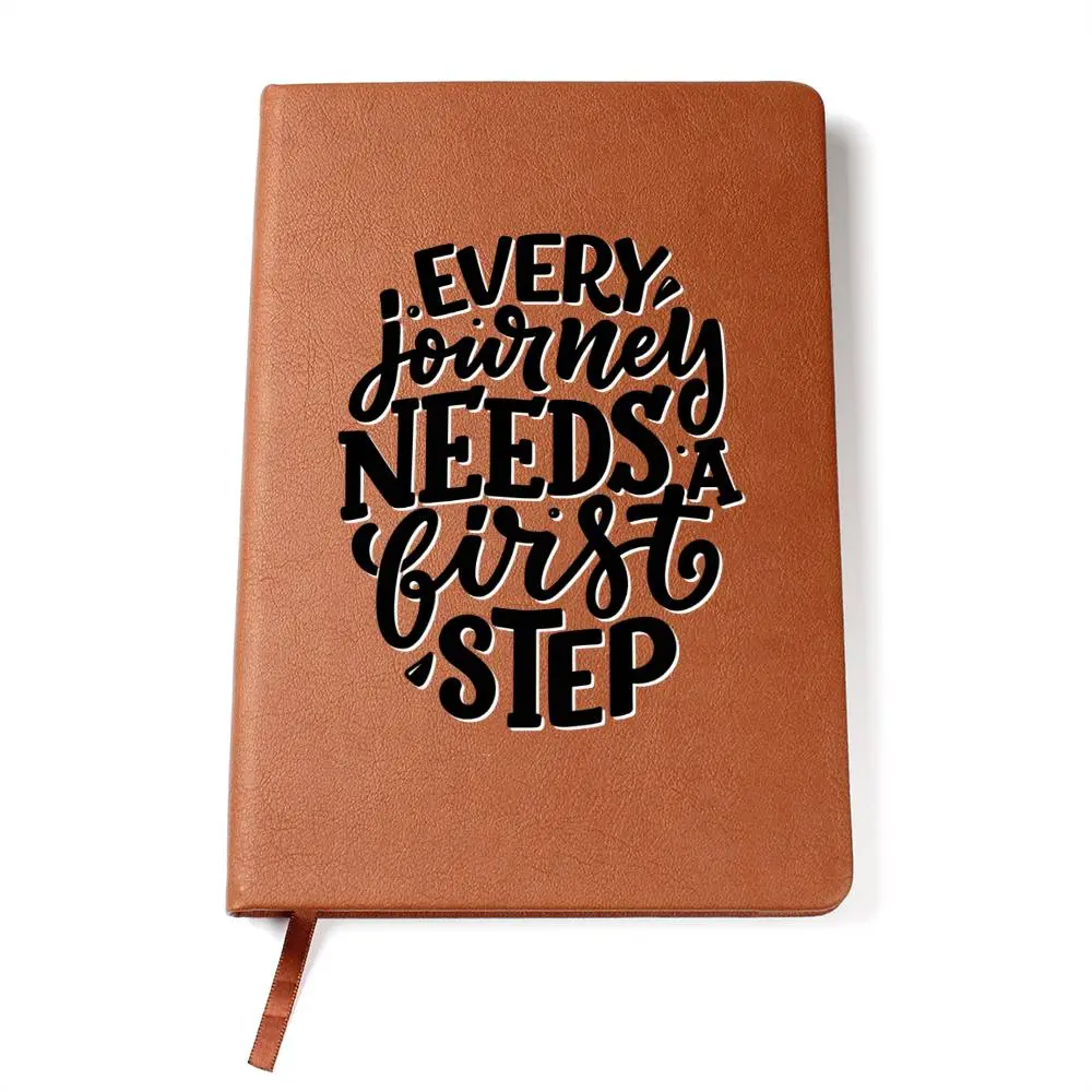 First Steps - Custom Leather Journal - Inspirational Notebook