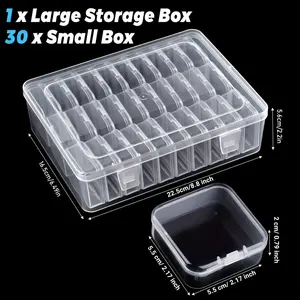 31pcs Organizer Box with Small Containers, Divided Compartments for Beads, Hair Ties, Jewelry Storage, Home Organizers, Durable Plastic & 15/31 Set