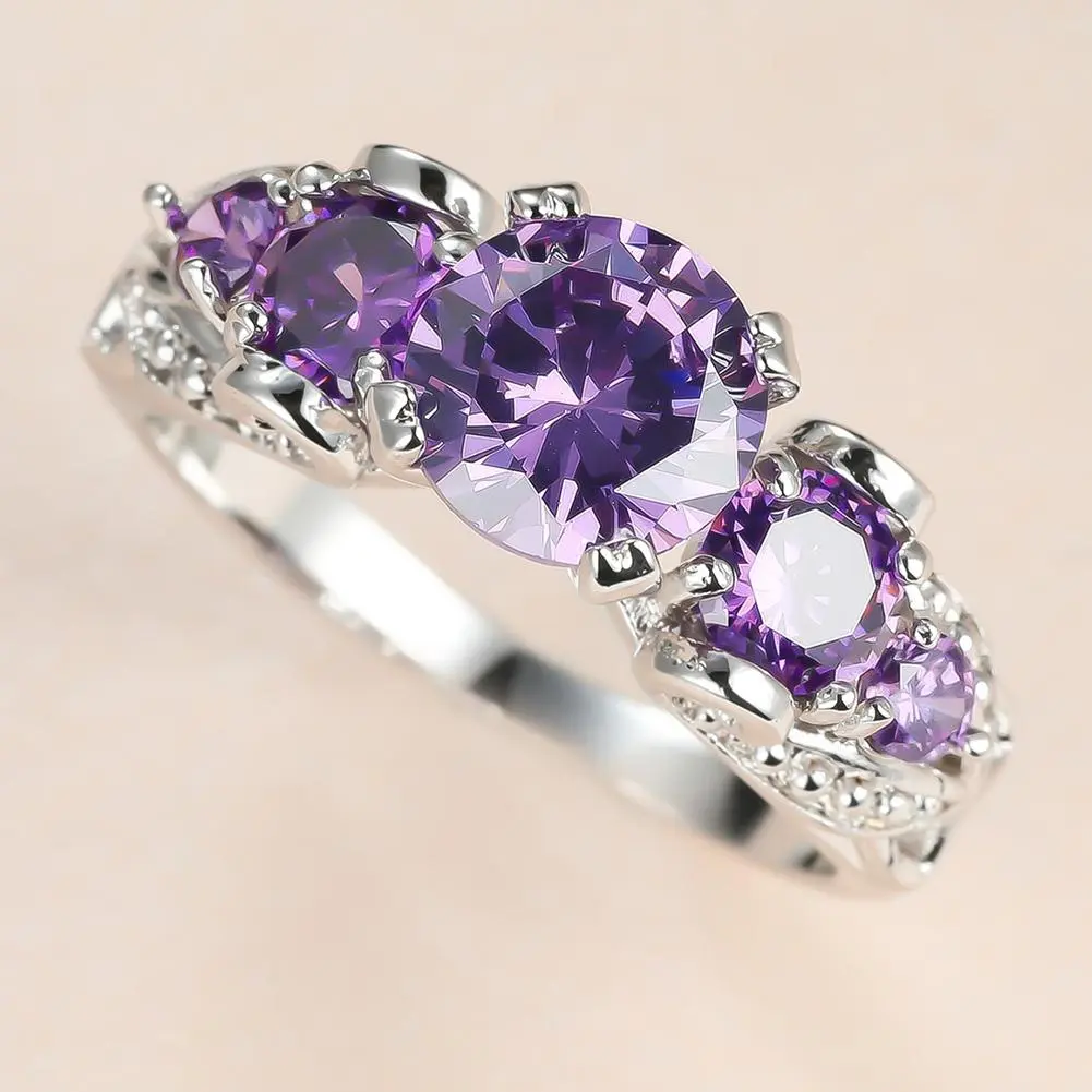 Four-Pronged Purple Synthetic Synthetic Zirconia Infinity Engagement Ring In Silvery Color Infinity Ring Infinity Wedding Band Engagement Ring Anniversary Ring