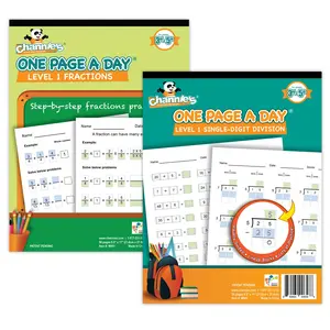 Channie's Visual One Page A Day Beginning Fractions & Division Math Workbooks Kit- 2 Pack