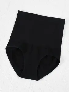 Women's Plain High Waist Panty, Casual Comfy Seamless Knicker for Butt-lifting Tummy Control, Women Underwear for All Seasons