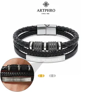 ARTPHRO Unisex Leather Woven Bracelet - Magnetic Clasp, Adjustable, Minimalist, Casual Daily Fashion Accessory, Stylish Gift, No Name