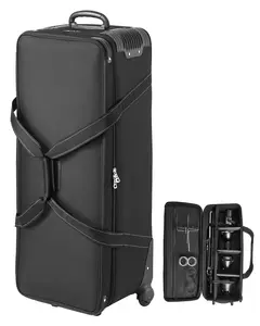 【fathersdaygift】VEVOR Studio Equipment Trolley Case, 39.37 x 14.96 x 12.60 in / 100 x 38 x 32 cm, Rolling Camera Bag, Carrying Bag with Wheels Straps Padded Compartment Handle, for Light Stands, Tripods, Telescopes