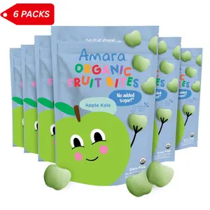 Apple Kale Fruit Bites 6 packs- Amara Organic Fruit Bites –  – No Added Sugar, No Artificial Colors, Plant-Based Snack Natural
