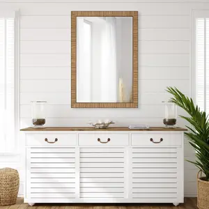 212 Main Rattan Frame Mirror, 22x32x1 in. – Home Decor, Room Decor, Household Items for Home Supplies