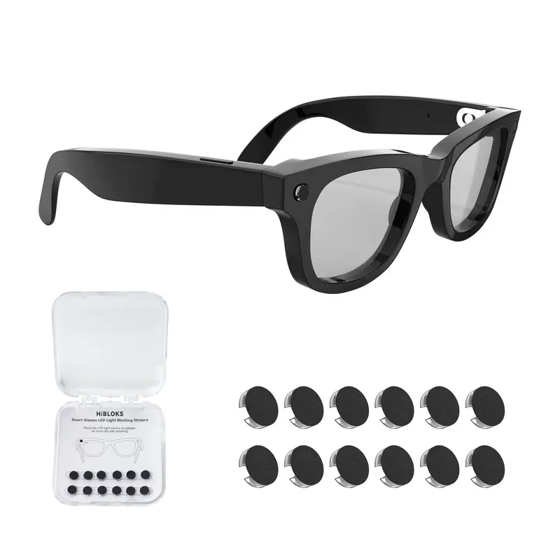 12Pcs Low-Tack Restickable LED Light Blocking Stickers - Compatible with Ray-Ban Meta Wayfarer/Skyler/Headliner (Gen 2) & Oakley Meta HSTN Smart Glasses