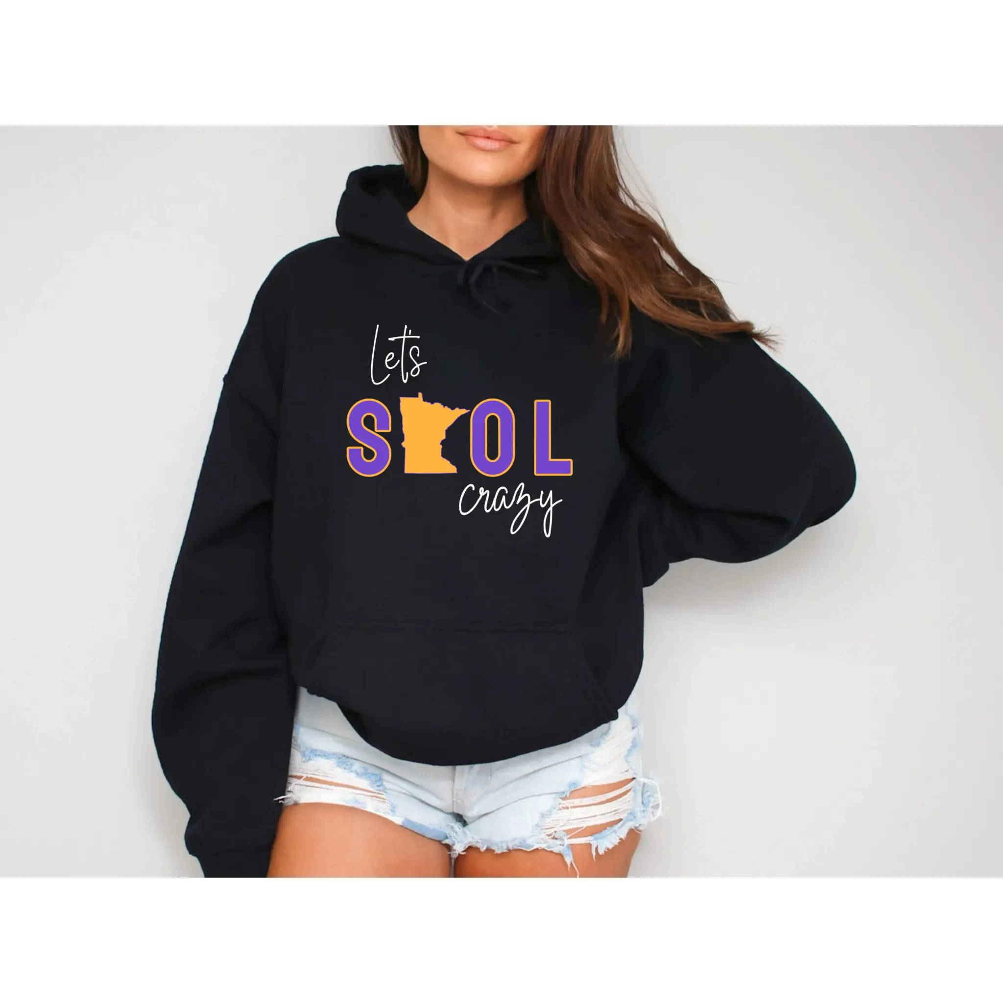 ‘Let’s SKOL Crazy’ Adult Hoodie Sweatshirt Vikings Minnesota Football