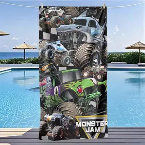 Monster Truck Jam Beach Towel, Fast Drying Ultra Soft Polyester Fiber, Quick Drying Towel, Multi-Purpose Yoga Travel Swimming Camping, Large Size, Travel Towels