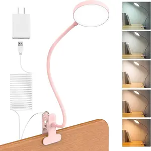 Clip on Lamp Reading Light 5 Color Modes 10 Brightness 8W 66 LED Eye Caring Metal Clamp Light Gooseneck Clip on Light for Bed Headboard Desk Video Conferencing Make up