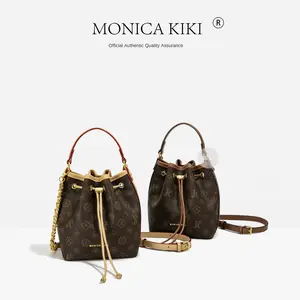 Women's Retro Style Monica Qiqi Color-Block Drawstring Bucket Handbag, 2026 New Mother-Daughter Crossbody Bag,summervibes