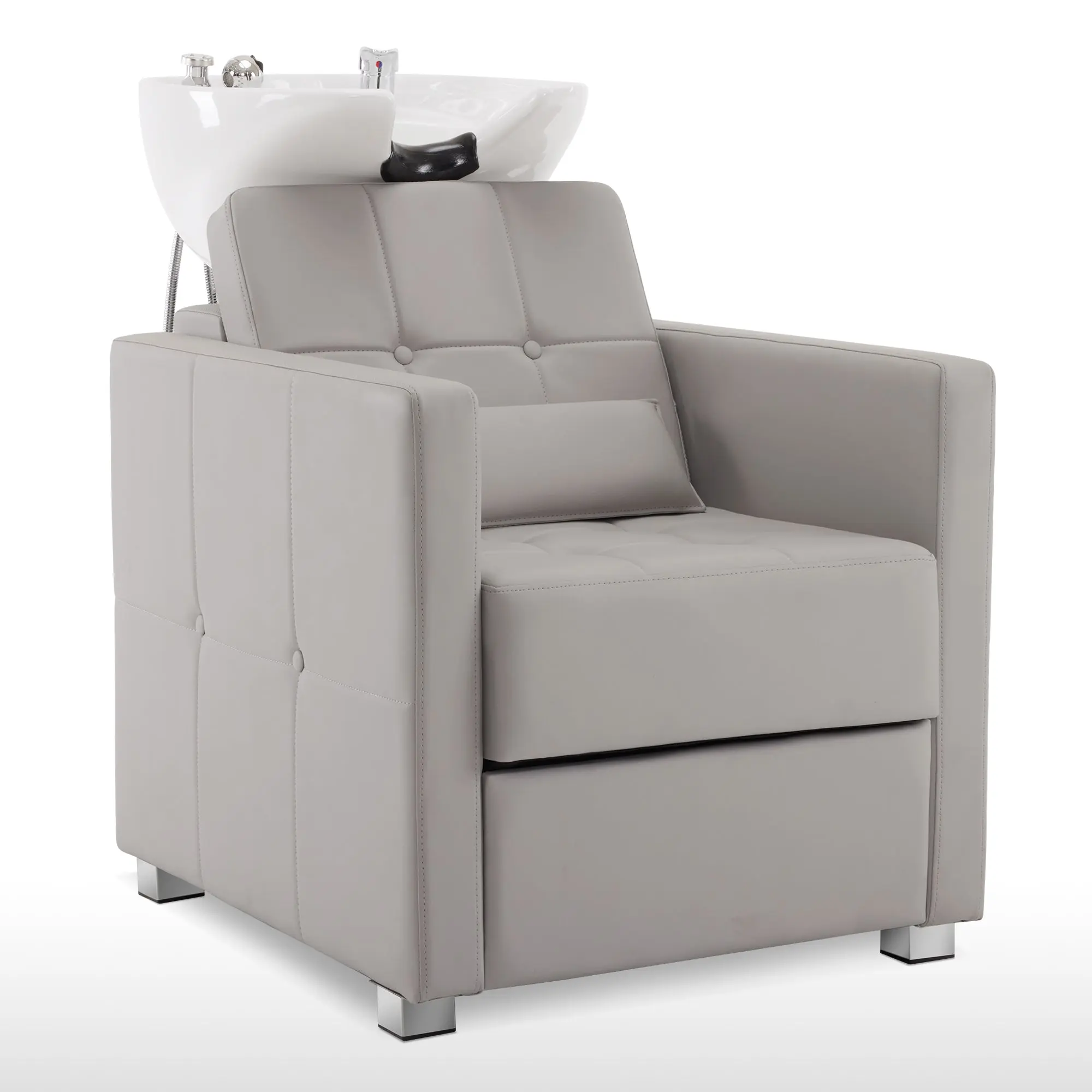 BarberPub Cushioned Salon Backwash Chair with Ceramic Shampoo Basin, 330lb Capacity, Adjustable Bowls Unit Station 9309, Cushioned Salon Furniture