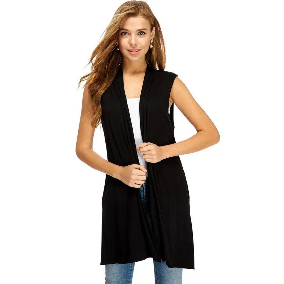 Long Vest with Side Pockets
