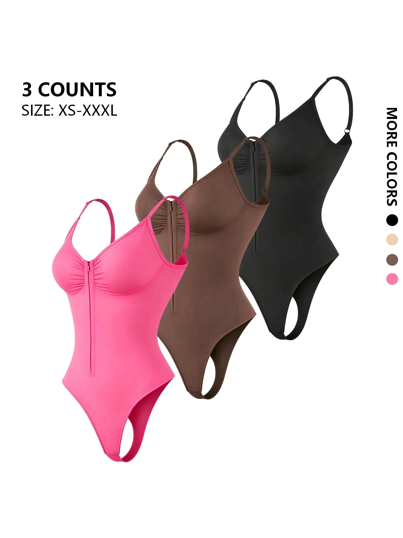 Zipper Butt Lifter Belly Control Bodysuit, Seamless Comfortable Wearable Shapewear, European Style Zip Closure, Hot Selling Waist Trainer