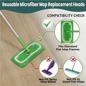 8 Pcs Microfiber Mop Pads, Universal Fit Most Flat Mops, Wet Dry Reusable Replacement Mop Cloth Refills, Handle Not Included-YY0