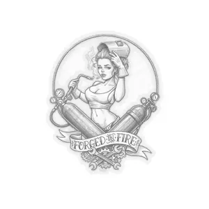 Pinup Welder Kiss-Cut Sticker | Forged in Fire, Welding Helmet Design | Welder Pin Up Sticker | Welder Chick
