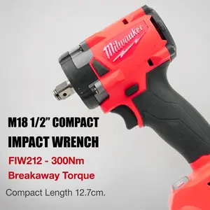 Milwaukee M18 FIW212 1/2in Compact Impact Wrench for M18 Bolts in Tight Spaces Cordless Tool