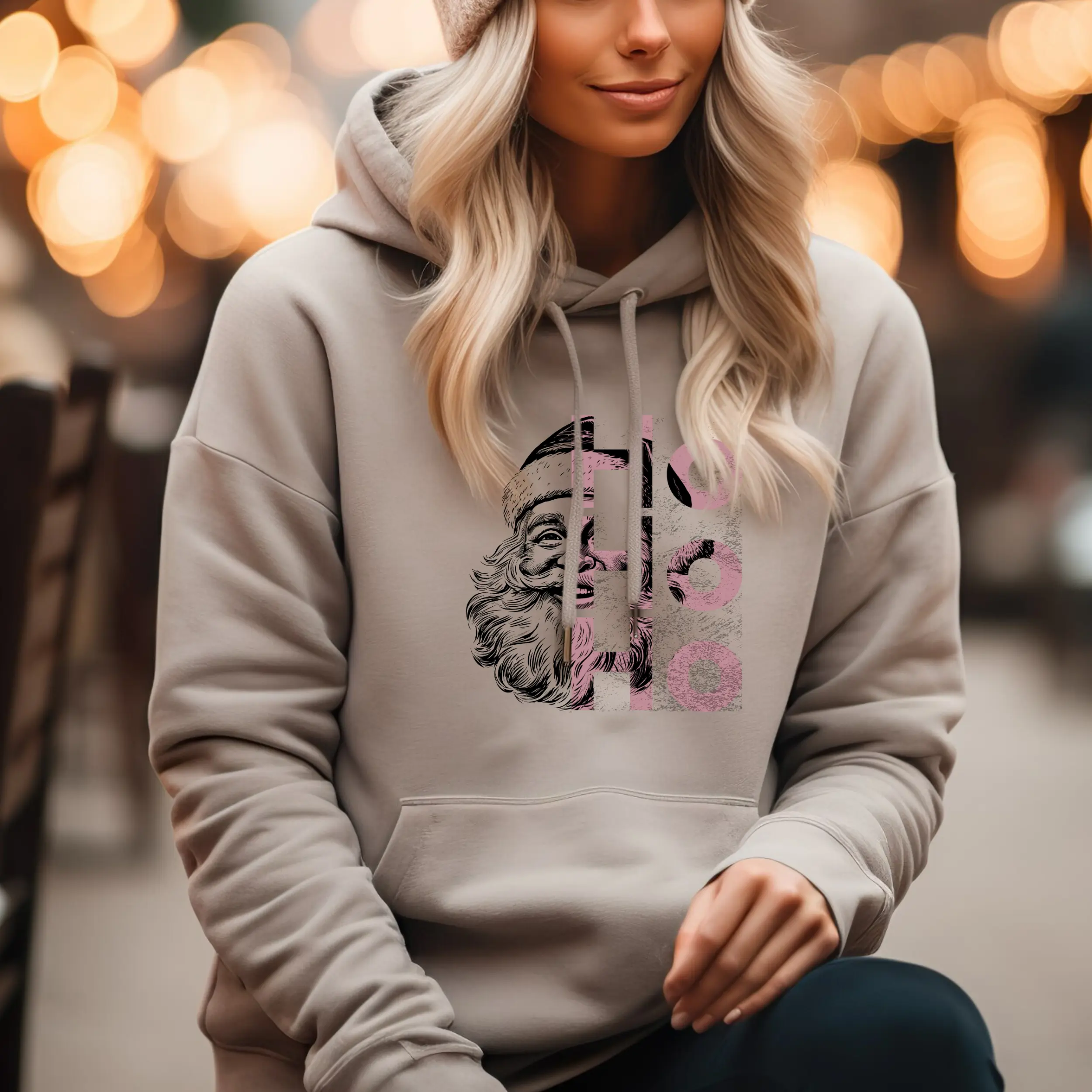 Pink Santa Hoodie, Christmas Sweatshirt, Vintage Christmas Shirt, Retro Christmas Hoodie