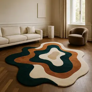 Modern Abstract Art Carpet, Foldable Plush Decorative Rug for Living Room Bedroom, Easy Care Large Area Mat, French Style, Casual Style, Fluffy Area Rug