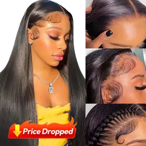 [Upgrade]Yawawe Hair 13x6 Wear go Glueless Straight Wig Transparent with Drawstring Effortless Install Ear to Ear Straight Pre-Cut Pre-Plucked Body Wave Lace Frontal Wigs Human Hair for Women Beginnner Friendly#dealsforyoudays