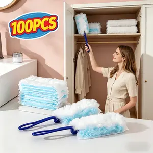 Disposable Electrostatic Duster for Cleaning, with 2 Handles & 100 Ct  Duty Refills for Swiffer Feather Duster, Household Cleaning Tool for Electronics, Dusting Furniture, Blinds